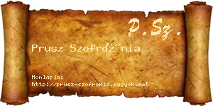 Prusz Szofrónia névjegykártya